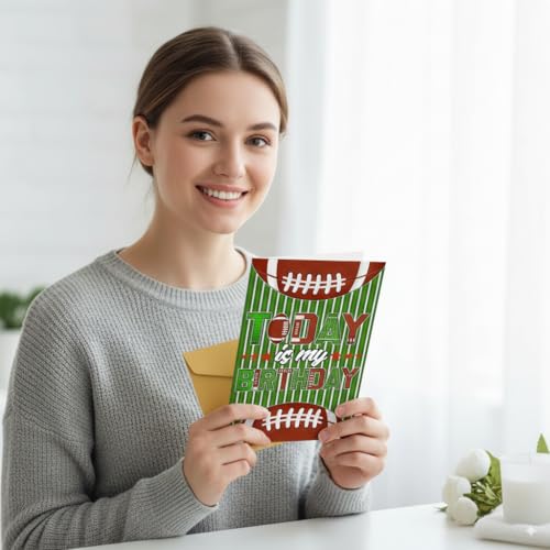 Football Greeting Card with Gold Envelope – Perfect for Birthdays & Thank You Notes