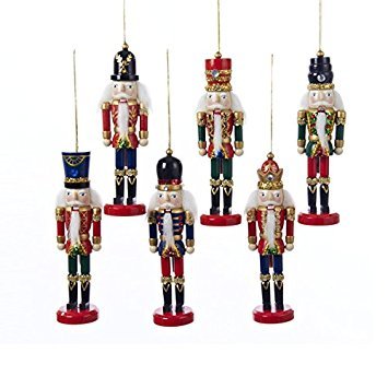 Wooden Nutcracker Ornaments Set of 6 Christmas Tree Decorations