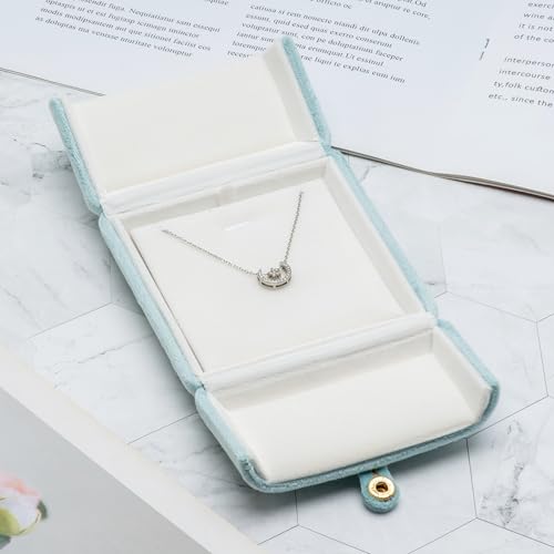 Sage Green Velvet Necklace Pendant Jewelry Box - Gift Storage Case