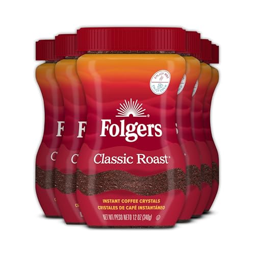 Folgers Classic Roast Instant Coffee - 12 oz Jar, 6-Pack