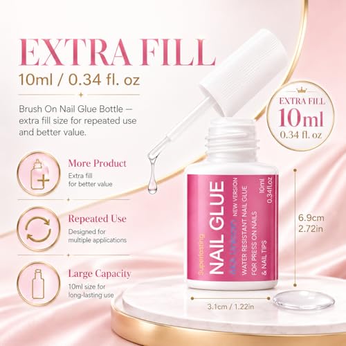 AKA Unicorn 10ml Super Strong Nail Glue - Quick Dry Brush-On for Press Ons