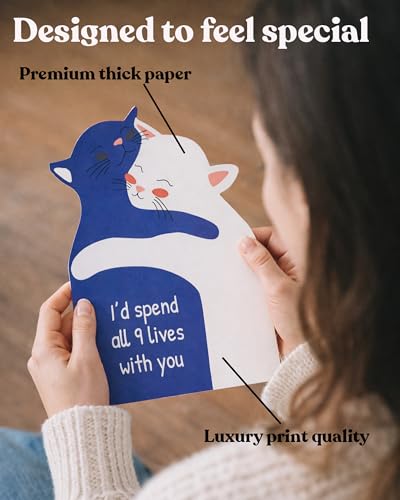 Cat Love Greeting Card for Him or Her - Anniversary, Valentine's Day & More
