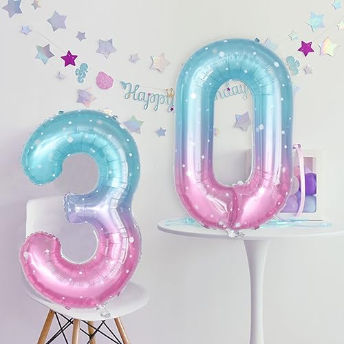 40 Inch Starry Blue Number 0 Foil Balloon Birthday Party Decoration