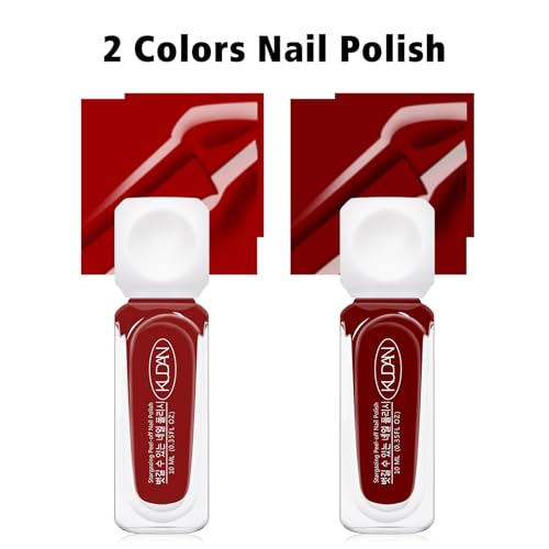 Burgundy Red Nail Polish 2-Piece Set Fast Drying Long Lasting 10ml