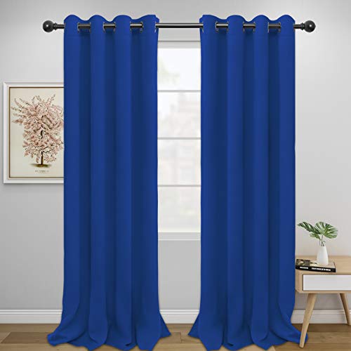 Easy-Going Thermal Blackout Curtains, 2 Panels 52x108 in, Classic Blue - Noise Reducing & Machine Washable