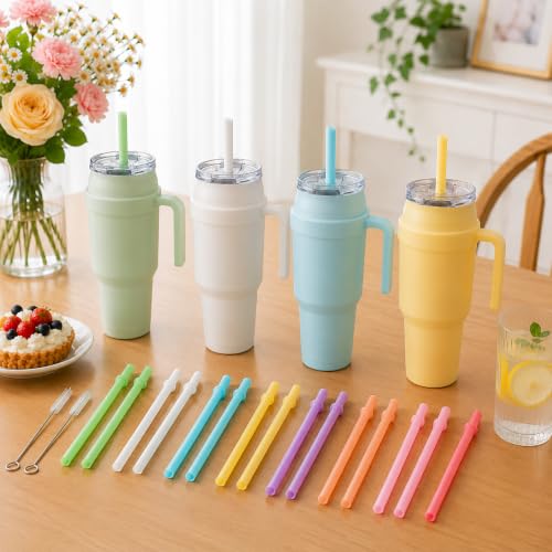 Bubrike 10.5" Reusable Replacement Straws for 30oz Tumblers - 16-Pack