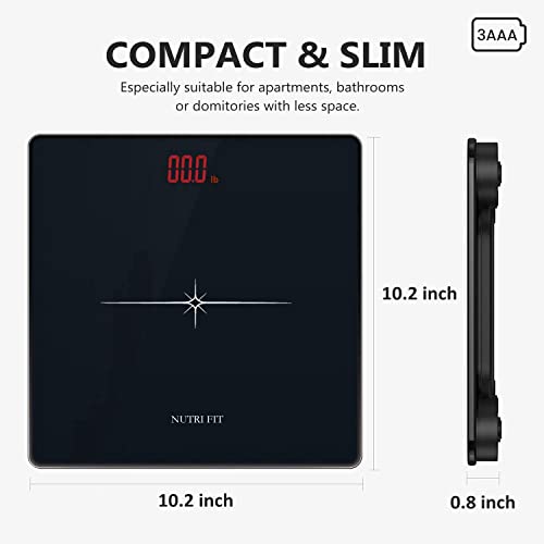 NUTRI FIT Digital Body Weight Scale - Precision Bathroom Scale, Black