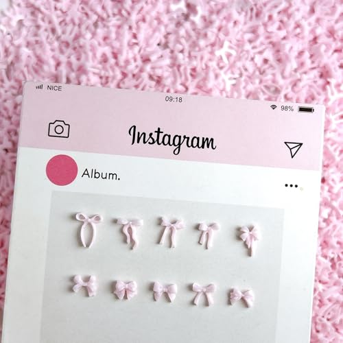 Quezadyl 300Pcs Pink Kawaii Bow Nail Art Charms 3D Resin Ribbon Bowknot Gems