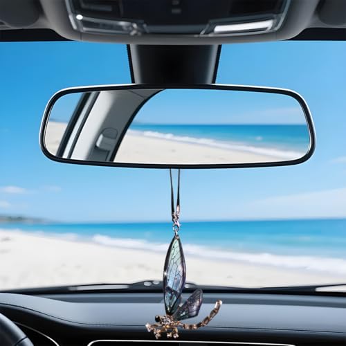 Dragonfly Car Pendant - Crystal Rhinestone Rear View Mirror Decoration
