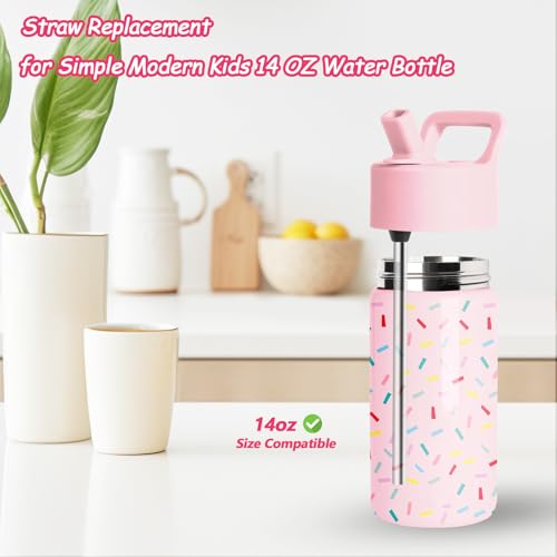 4-Pack Stainless Steel Replacement Straws for Simple Modern 14oz Kids Bottle
