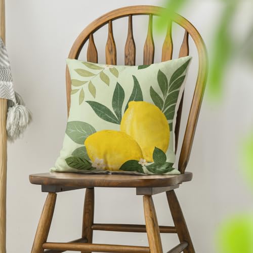 Summer Lemon Eucalyptus Leaves Throw Pillow Cover - 18x18