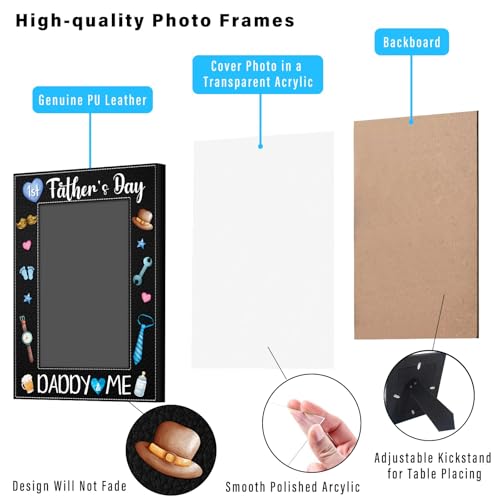 First Father's Day Picture Frame for New Dad - 4x6 Baby Photo Holder
