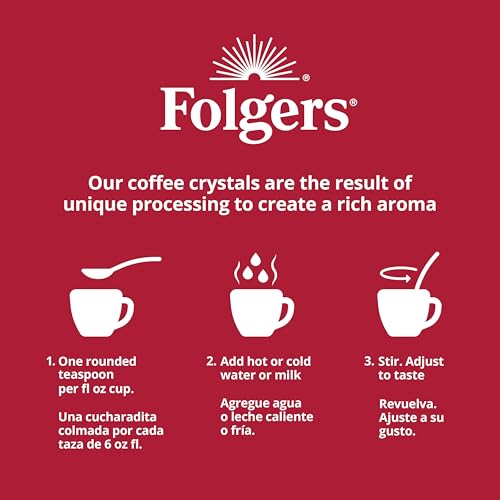 Folgers Classic Roast Instant Coffee 3 Oz Jar | Easy Dissolve, Rich Flavor