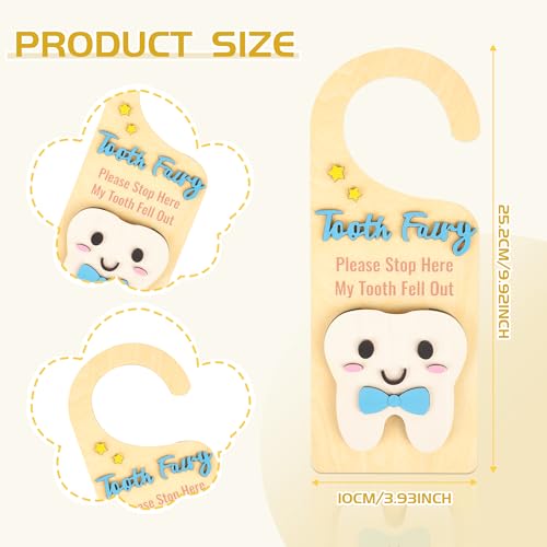 Tooth Fairy Door Hanger Kit for Kids - Wooden Sign & Coins Set