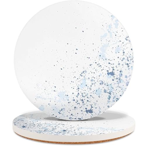 Starry Ink Round Marble Coasters Set of 2 with Cork Backing