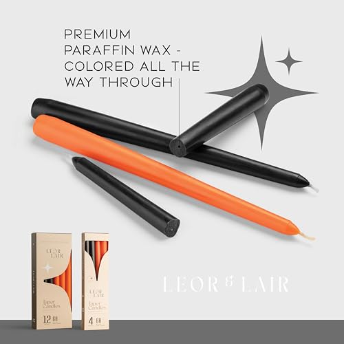 Leor & Lair 10" Halloween Taper Candles - Black & Orange Set of 4