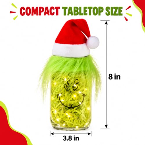 Mason Jar Christmas Centerpiece for Tables - Winter Holiday Farmhouse Decor - 1 Piece