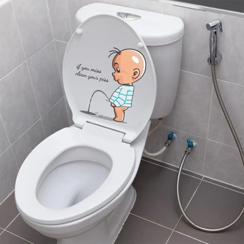 Funny Bathroom Toilet Sticker Waterproof Removable Decal Lid Decor