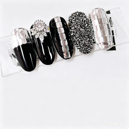 Guroenky Silver Square Sequins Nail Art Glitter for Disco Manicure