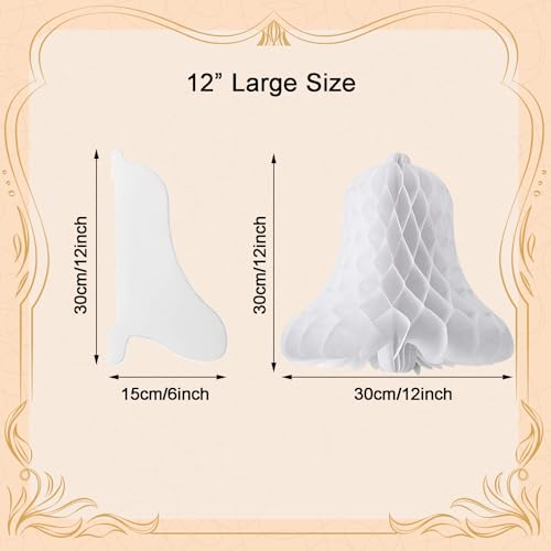 12-Inch White Honeycomb Wedding Bells - Set of 6 Hanging Decorations