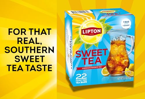 Lipton Southern Sweet Iced Tea Drink Mix, Family Size Tea Bags, 22 Count