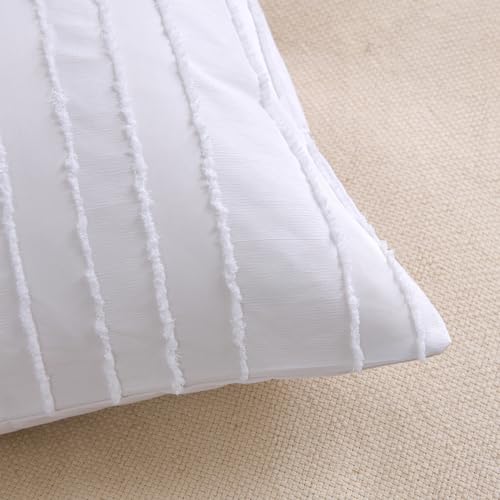 White Striped Standard Pillow Shams 2-Pack, Soft Microfiber Boho Covers 20x26