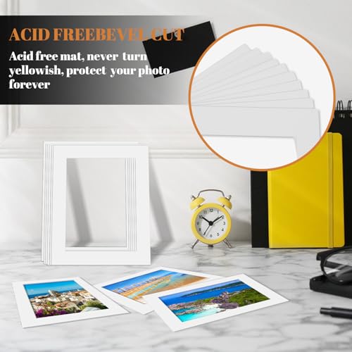 Cecliy 20 Pack Picture Frame Mats, 5x7 Matted to 4x5, Acid-Free White