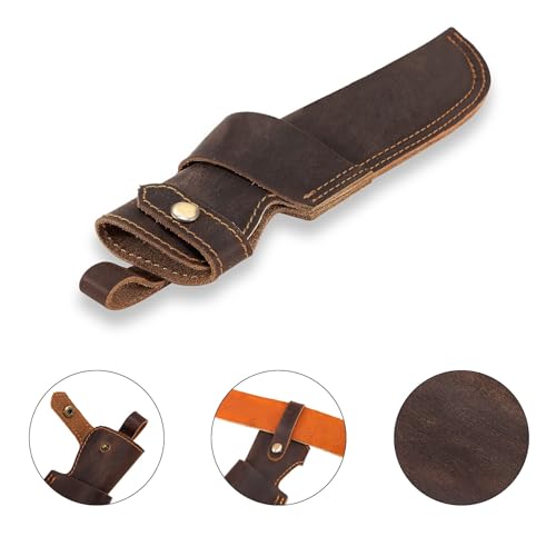 Dark Brown Leather Knife Sheath for 5-Inch Blades - Chef Knife Holder