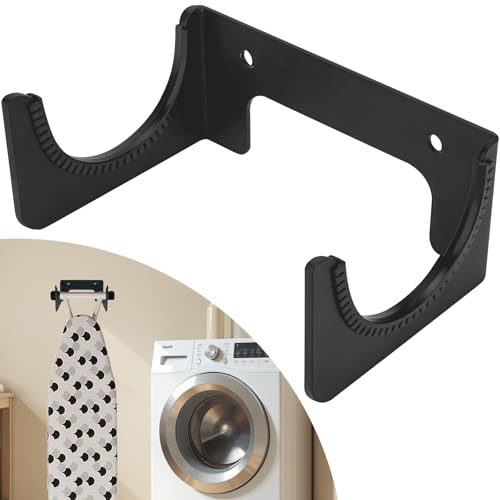 Wall-Mounted Ironing Board Holder - Space-Saving Design in Black