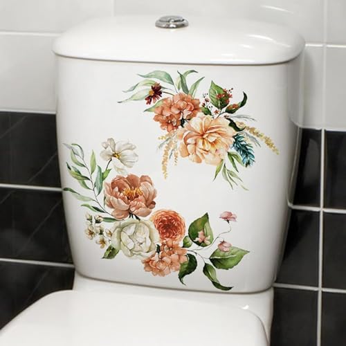 Self-Adhesive Waterproof Toilet Seat & Lid Decals Floral Bathroom Decor