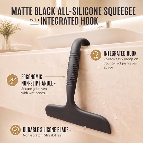 SSTOOHL Silicone Shower Squeegee with Built-In Hook - Glass Door Cleaner