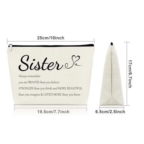 Sazuwu Inspirational Sister Makeup Bag - Cotton Linen Travel Pouch