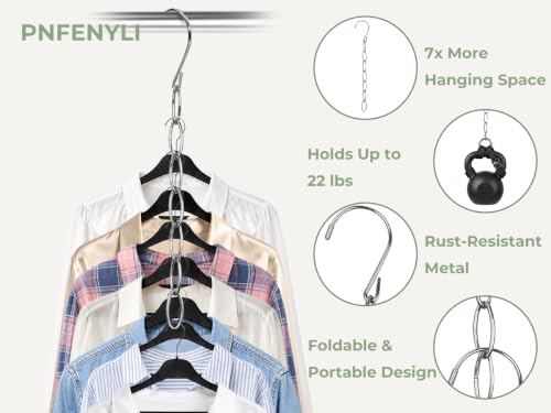 8-Pack Heavy Duty Metal Clothing Chain Hangers - Space Saving Closet Organizer