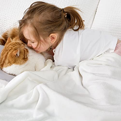 Bedsure GentleSoft Kids Fleece Throw Blanket, 43x55 Inches, White
