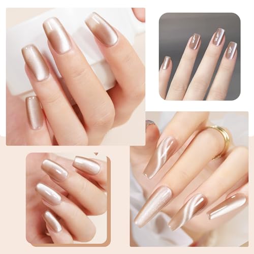 MIZHSE Moonlight Champagne Cat Eye Gel Nail Polish 12ml Magnetic Soak Off