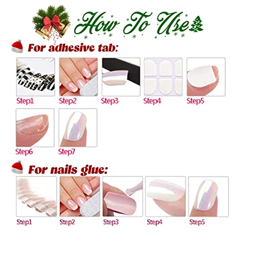 BABALAL Red Christmas Press on Nails Medium Square Gold Glitter False Nails