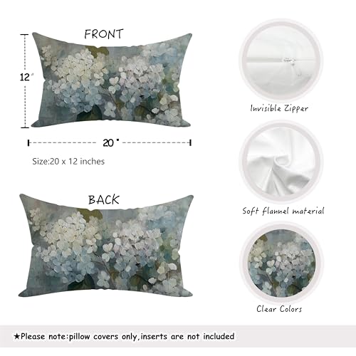 Rustic Spring Blue Hydrangea Pillow Cover 12x20, Color-1