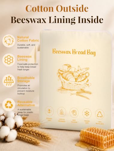 MERDTTES 13x17" Reusable Beeswax Bread Bag - Wide-Opening Sourdough Storage