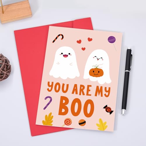 Perleddom Spooky Halloween Boo Basket Greeting Card for Couples