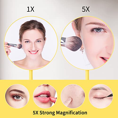 Dual-Sided 6.5 Inch Makeup Mirror - 5X & 1X Magnification