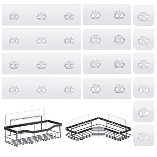 14 Pack Adhesive Shower Caddy Replacement Hooks, Waterproof No-Drill Strips