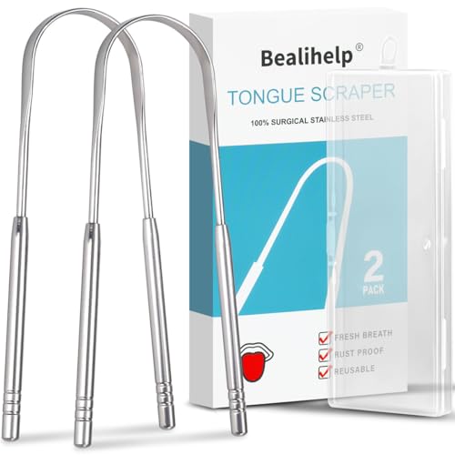 Stainless Steel Tongue Scraper 2 Pack - Oral Care Tongue Cleaner