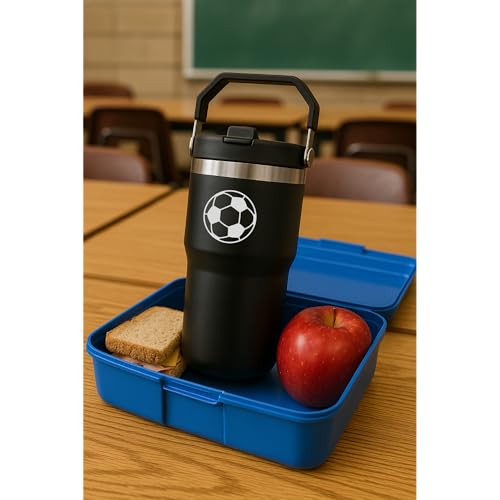 HahaHome Soccer Water Bottle - 20oz Stainless Steel Insulated Tumbler