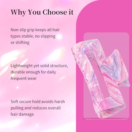 Exacoo Iridescent Marble Large Hair Claw Clips, 4.1 Inch Non-Slip