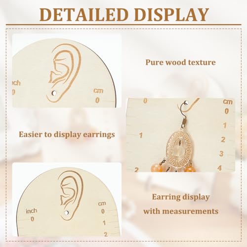 Earring Display Stand - 2 Pcs Floral White Wood Organizer with Measurement