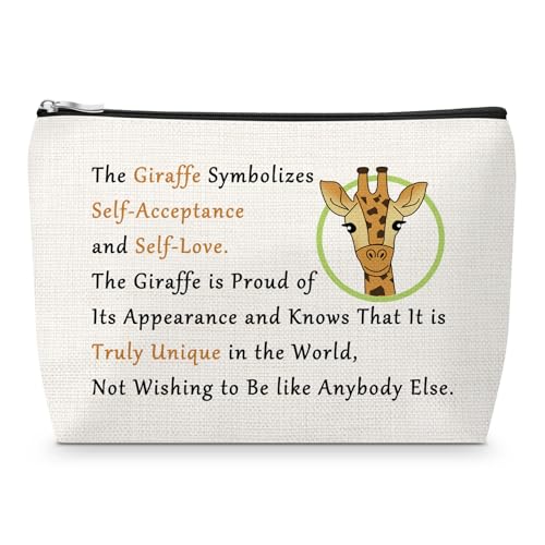 Sfodiary Giraffe Makeup Bag - Linen Cosmetic Pouch & Inspirational Gift