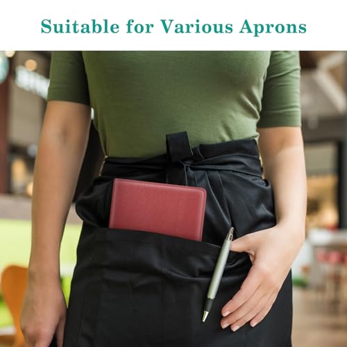 FINTIE Portable Server Book Organizer with Zipper Pocket - Poppy Red PU Leather Check Presenter