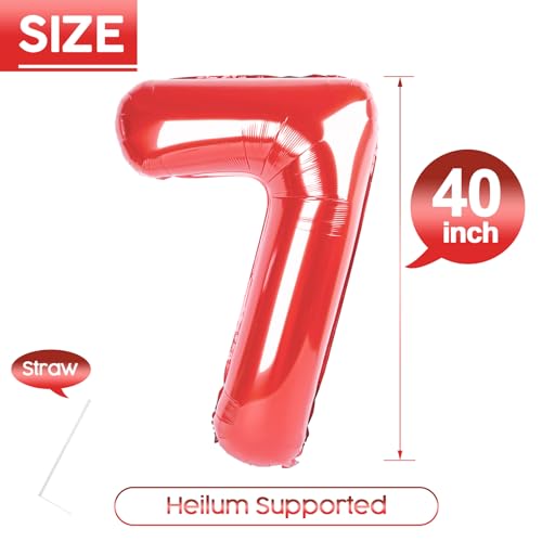Red Number 7 Balloon 40 Inch Birthday Party Decoration