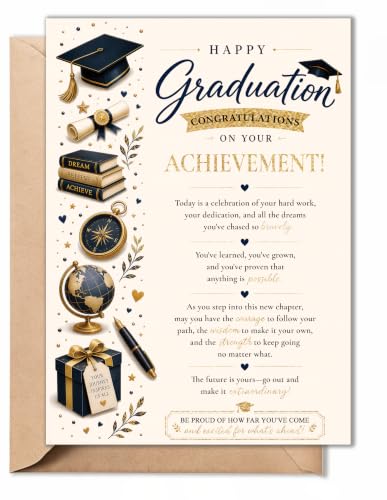Premium Graduation Card with Envelope | 5x7 Design for Him or Her