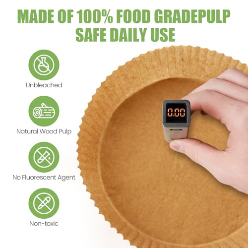 8-Inch Non-Stick Air Fryer Paper Liners 125 Pcs, Round, Oil-Resistant, Food Grade
